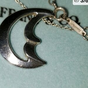 Tiffany & Co. Silver Crescent Moon 16 In .Necklace, By Paloma Picasso!